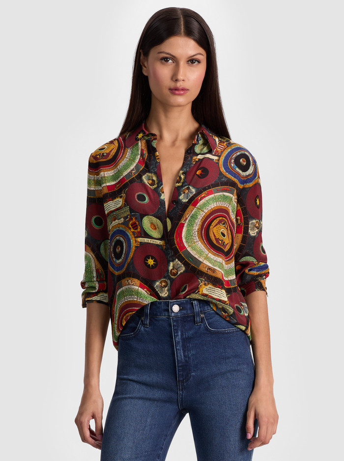WILLA SILK BLOUSE - HANDS OF TIME - Alice And Olivia