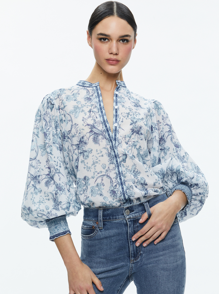 APRIL PLEATED BLOUSON SLEEVE TOP - JE L