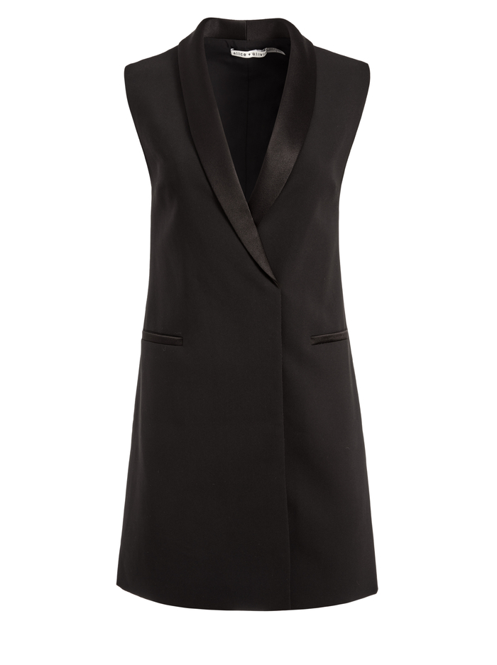 VALENTINA TUXEDO MINI DRESS - BLACK image 5 - Alice And Olivia