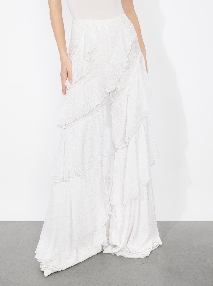 LOTUS LACE RUFFLE PANT - OFF WHITE - Alice And Olivia