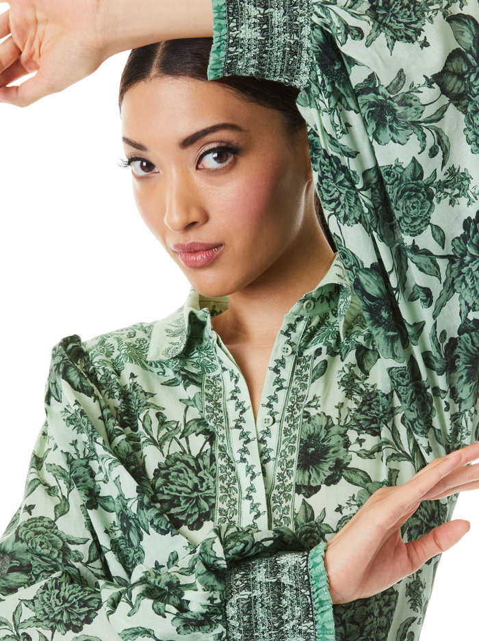 TIFFIE PUFF SLEEVE BLOUSE - JOURNEY FLORAL LIGHT SAGE image 3 - ALICE + OLIVIA