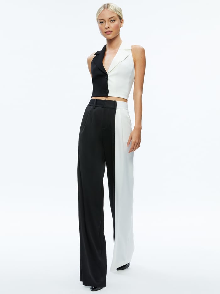 POMPEY COLOR BLOCK PANT - BLACK/OFF WHITE image 4 - Alice And Olivia
