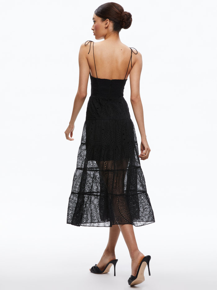 SHANTI BUTTON FRONT TIERED DRESS - BLACK image 1 - ALICE + OLIVIA