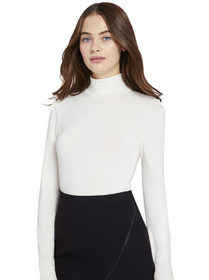 GARRISON SLIM MOCK NECK TOP - CREAM - Alice And Olivia