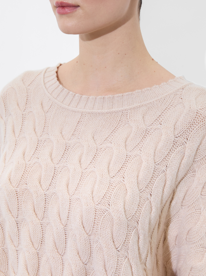CECILIE CASHMERE CABLEKNIT PULLOVER - OATMEAL HEATHER image 3 - Alice And Olivia