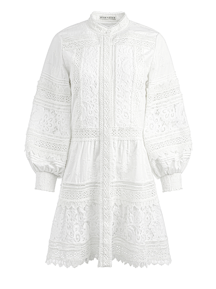 CAILIN TUNIC TIERED MINI DRESS - OFF WHITE image 5 - Alice And Olivia