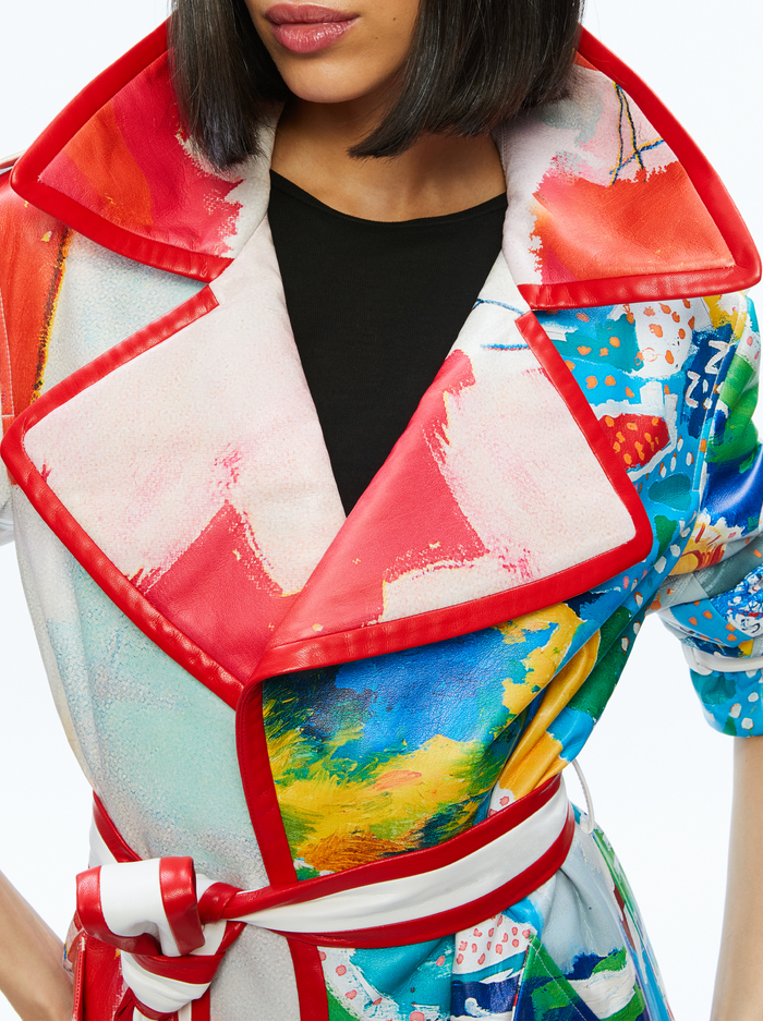 A+O X BASQUIAT NEVADA VEGAN LEATHER TRENCH COAT - INSIGNIA image 3 - Alice And Olivia