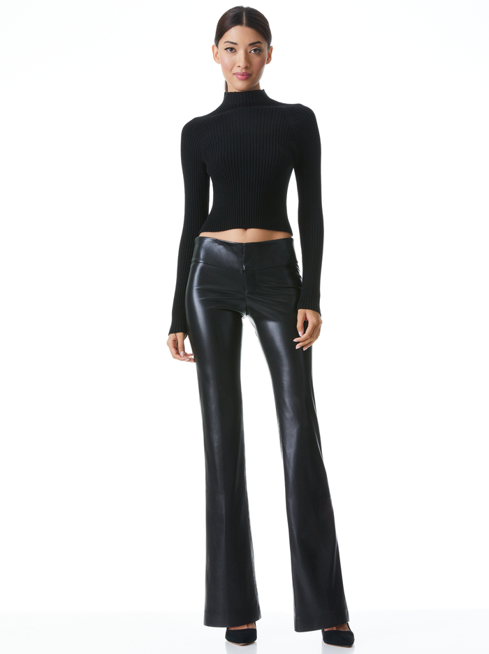 OLIVIA VEGAN LEATHER BOOTCUT PANT - BLACK image 4 - Alice And Olivia