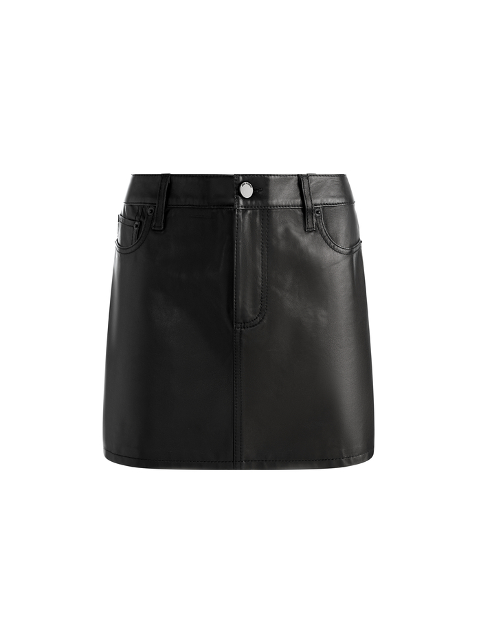 JOSS LEATHER MINI SKIRT - BLACK image 5 - Alice And Olivia