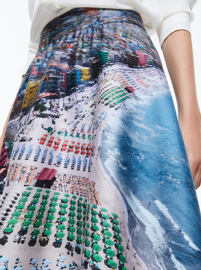 EARLA HIGH RISE FLARE SKIRT - WHISPERING WAVES image 4 - Alice And Olivia