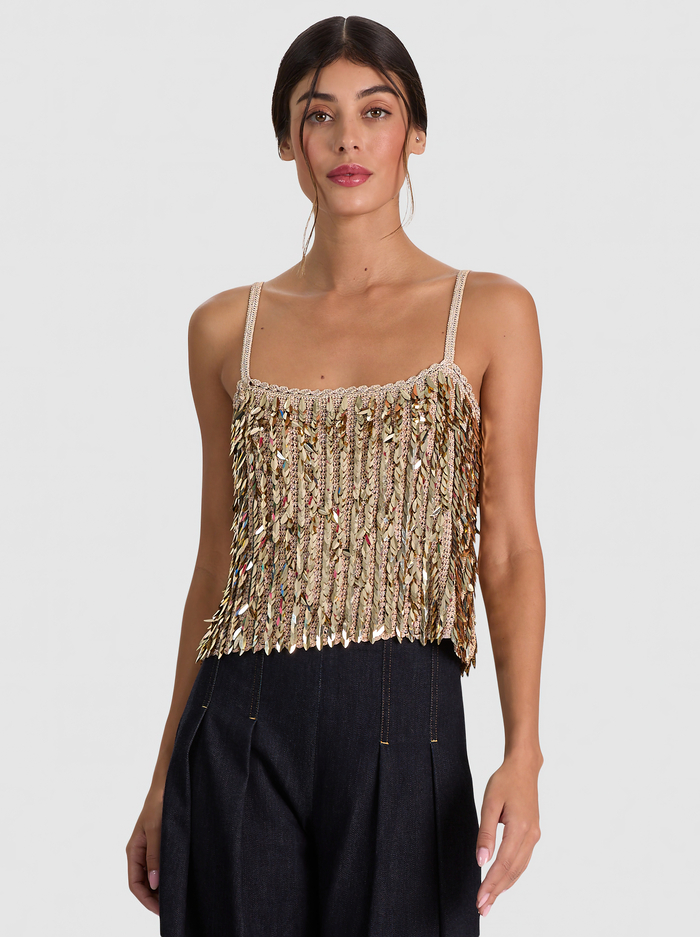 NICOLETTE SEQUIN TANK - SAND/GOLD - ALICE + OLIVIA