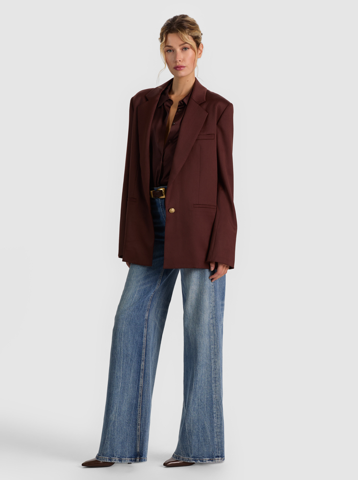 RONAN OVERSIZED BOXY BLAZER - DARK CHOCOLATE image 4 - ALICE + OLIVIA