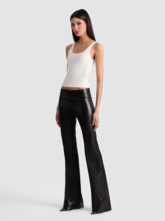 BLACK-OLIVIA VEGAN BOOTCUT PANT