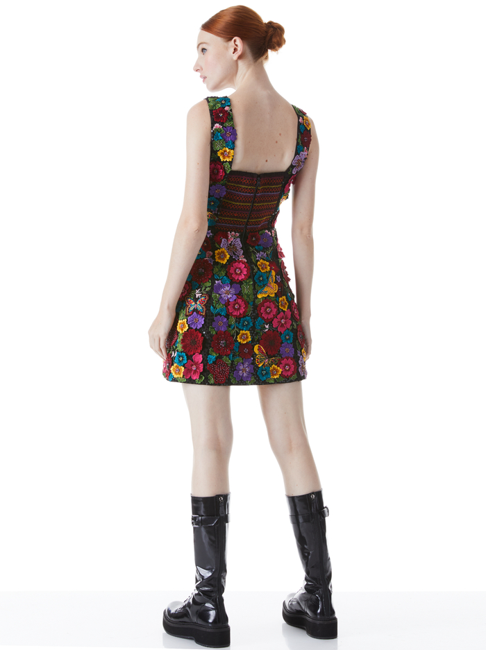 LINDSEY EMBROIDERED POUF DRESS - MULTI - Alice And Olivia