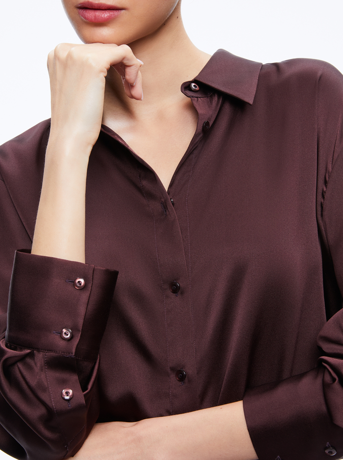 FINELY OVERSIZED BUTTON DOWN SHIRT - TOFFEE image 3 - Alice And Olivia