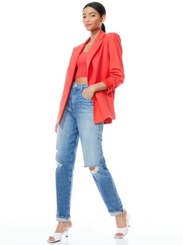 DENNY BOYFRIEND BLAZER - BRIGHT POPPY image 4 - Alice And Olivia