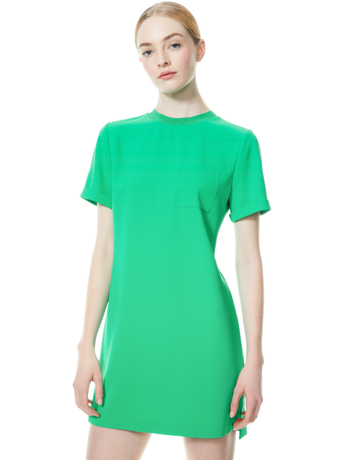 CATALINA ROLL SLEEVE MINI DRESS - MINT KELLY image 3 - ALICE + OLIVIA