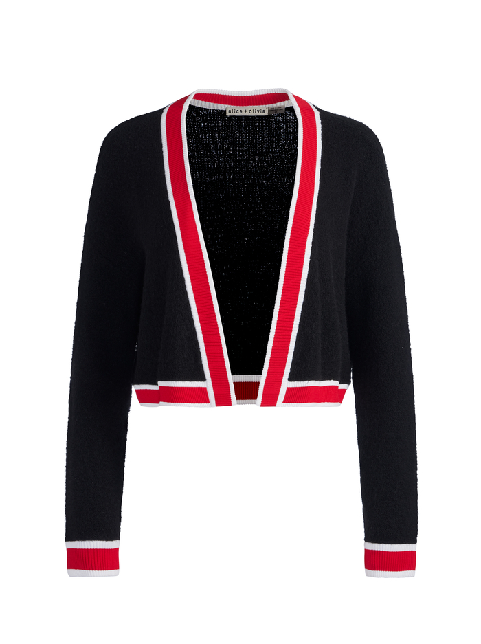 JUANA CROPPED CARDIGAN - BLACK/PERFECT RUBY image 5 - Alice And Olivia