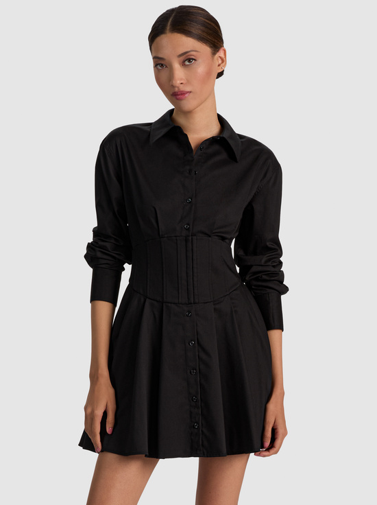 BLACK-EDIE CORSET MINI SHIRT DRESS