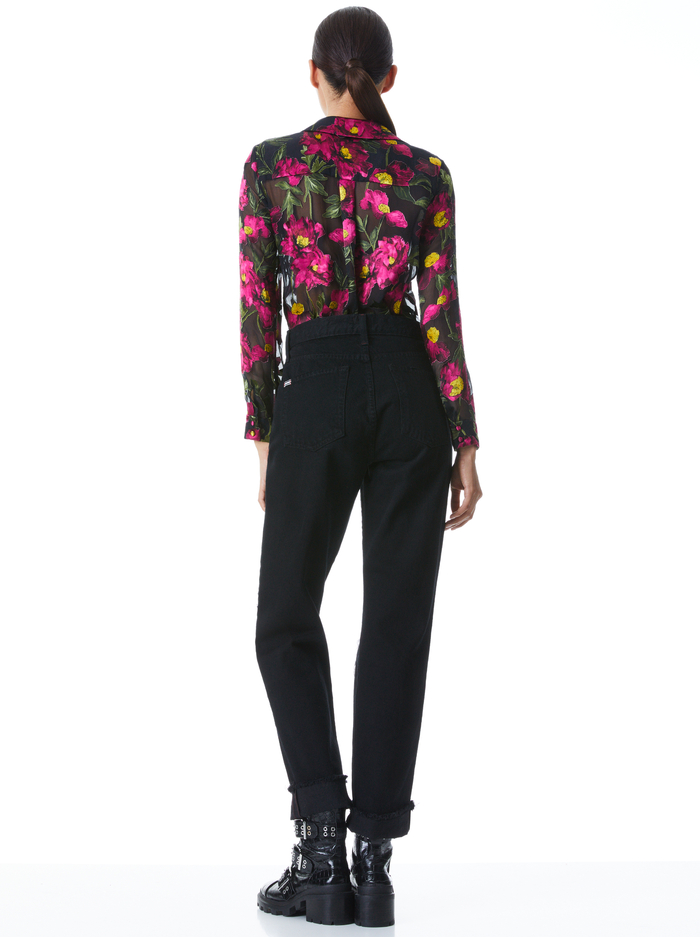 ELOISE FLORAL BUTTON DOWN BLOUSE - CALIFORNIA POPPY image 1 - ALICE + OLIVIA