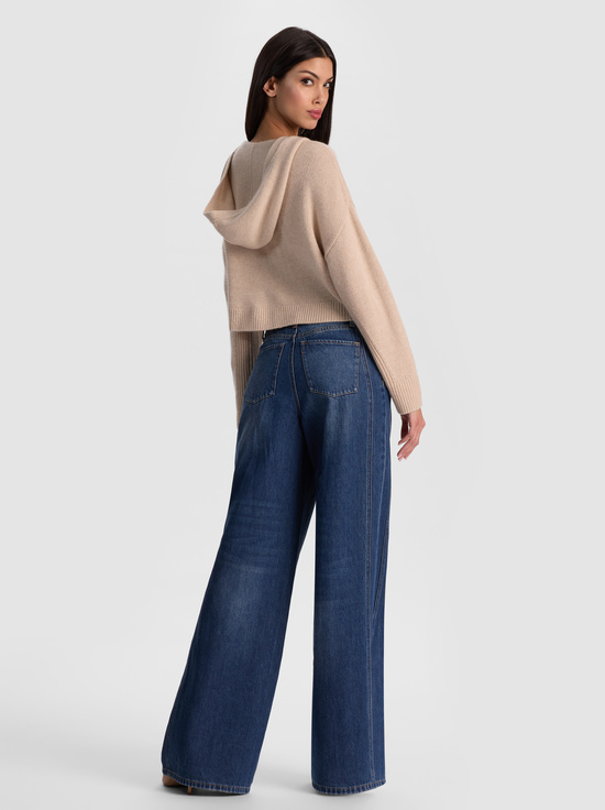 OATMEAL HEATHER-COREY HOODED CASHMERE CARDIGAN