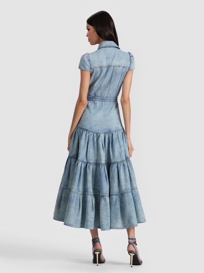 PATSY DENIM MIDI DRESS - LIGHT ADELE image 2 - Alice And Olivia