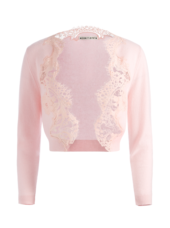 UMA LACE TRIM CARDIGAN - PETAL image 5 - Alice And Olivia