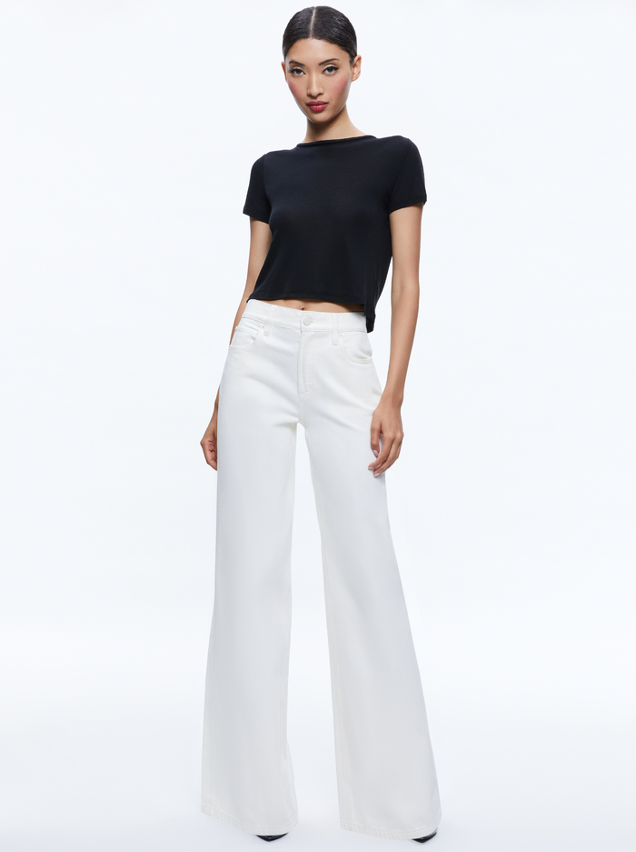 TRISH MID RISE BAGGY JEAN - ECRU image 2 - Alice And Olivia