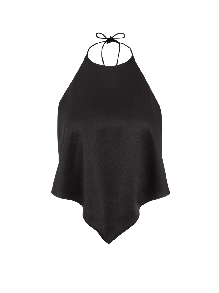 FRENCHIE HANDKERCHIEF HALTER TOP - BLACK image 5 - Alice And Olivia