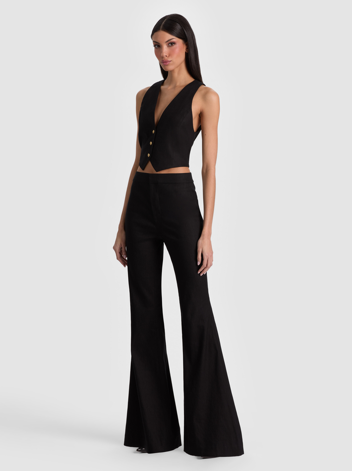 LINDEN LINEN BOOTCUT TROUSER - BLACK image 4 - ALICE + OLIVIA