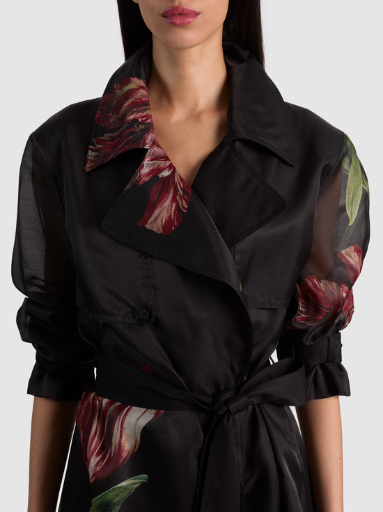 SOFT TULIP BLACK-SILVIA SHEER MIDI TRENCH