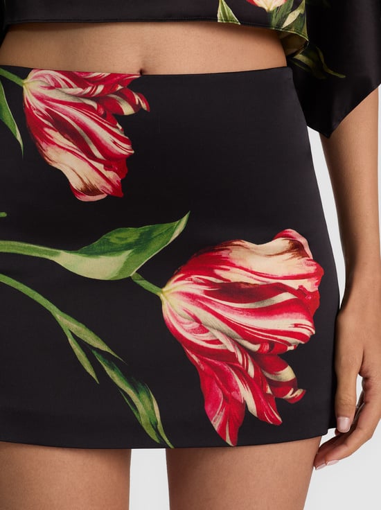 SOFT TULIP BLACK-RUBI MINI SKIRT