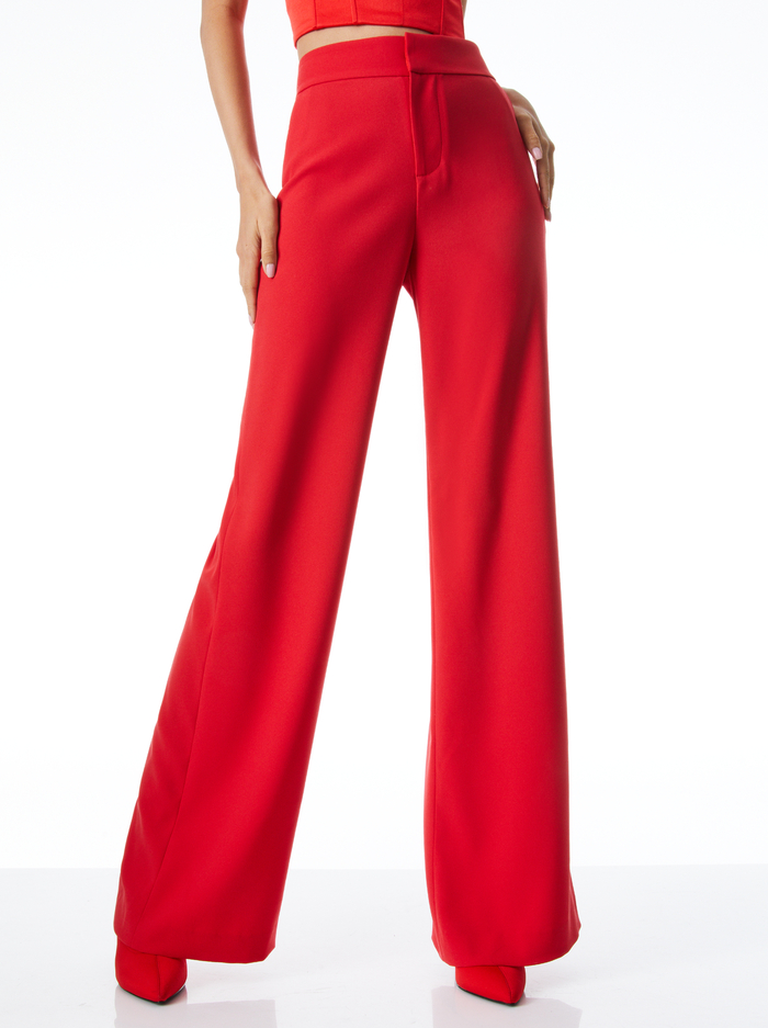 DEANNA HIGH WAISTED BOOTCUT PANT - BRIGHT POPPY - Alice And Olivia