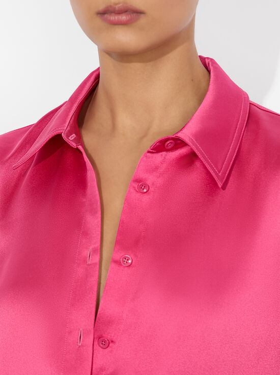 RASPBERRY-LEON CROPPED BUTTON DOWN