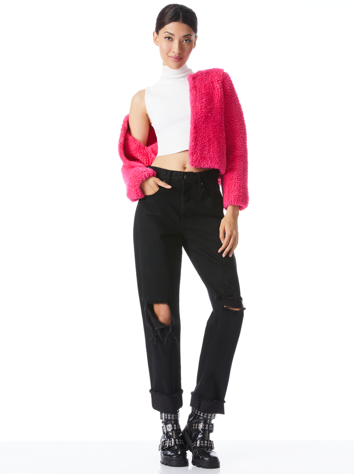 FAWN FAUX FUR JACKET - WILD PINK image 2 - ALICE + OLIVIA