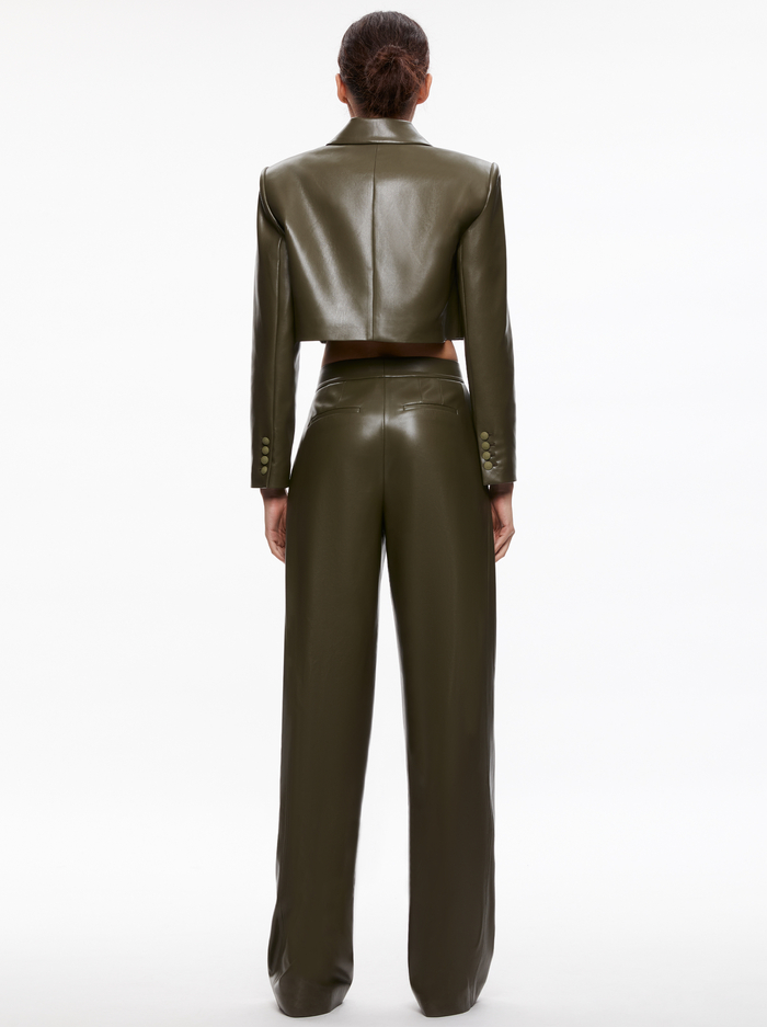ANTHONY CROPPED DOUBLE BREASTED VEGAN BLAZER - OLIVE image 1 - Alice And Olivia