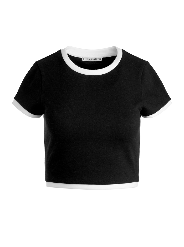 BABY TEE - BLACK/OFF WHITE image 5 - Alice And Olivia