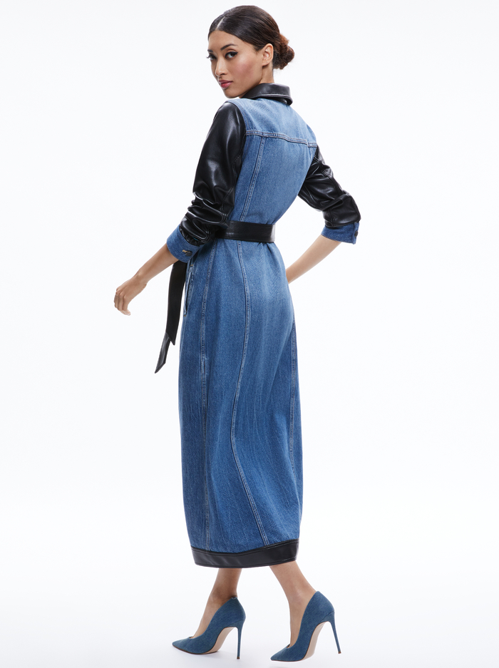 DARREN VEGAN LEATHER COMBINATION JACKET - BROOKLYN BLUE image 1 - Alice And Olivia