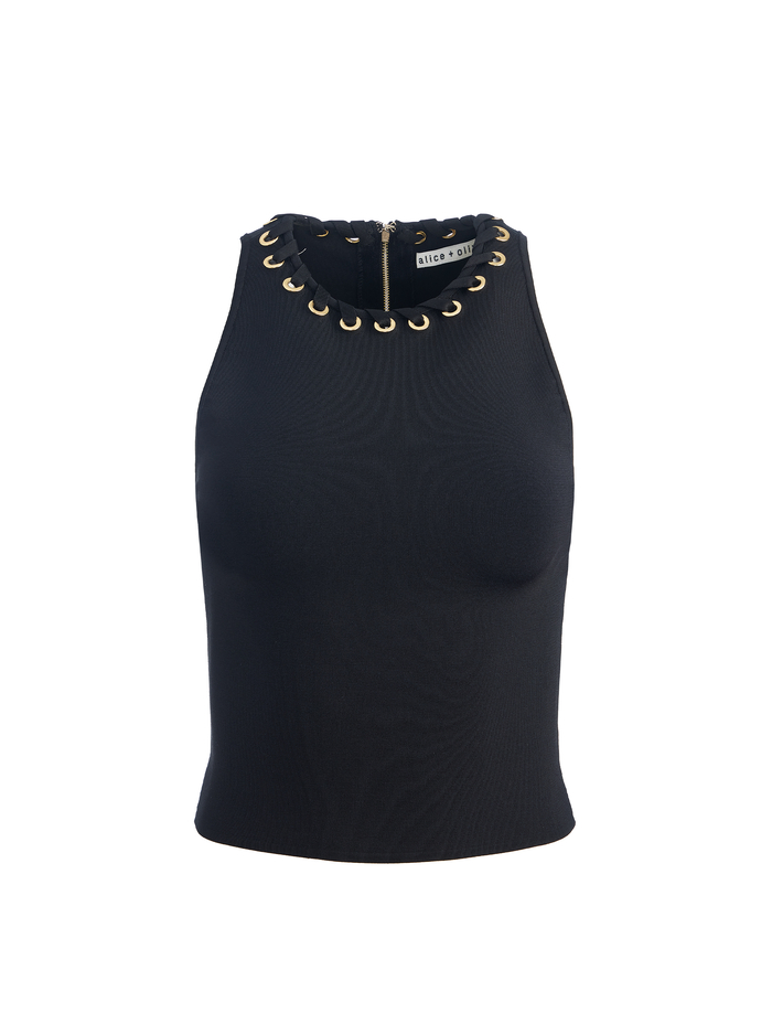 HEIDI GROMMET TANK - BLACK image 5 - Alice And Olivia