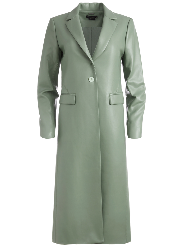 MACEY VEGAN LEATHER LONG BLAZER - SAGE image 5 - ALICE + OLIVIA