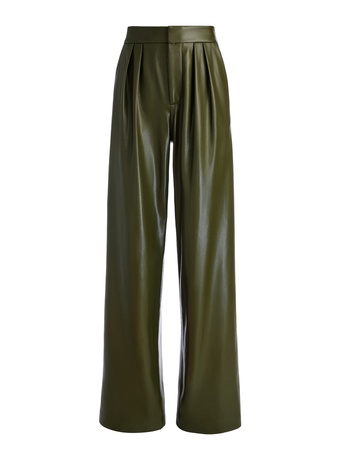 POMPEY VEGAN LEATHER PANT - OLIVE image 5 - Alice And Olivia