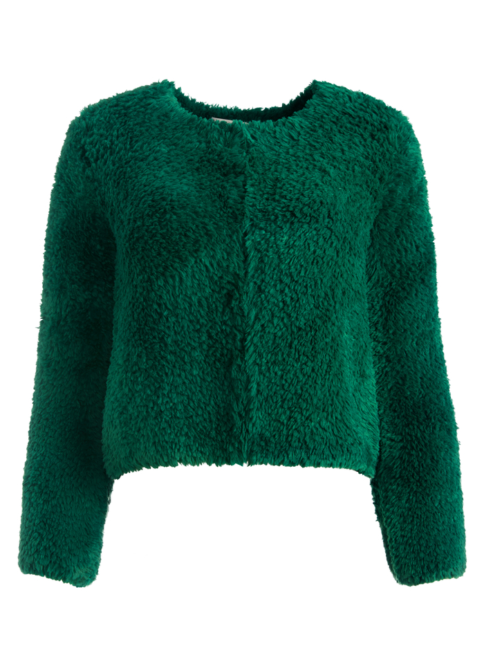 FAWN FAUX FUR JACKET - DEEP EMERALD image 5 - Alice And Olivia