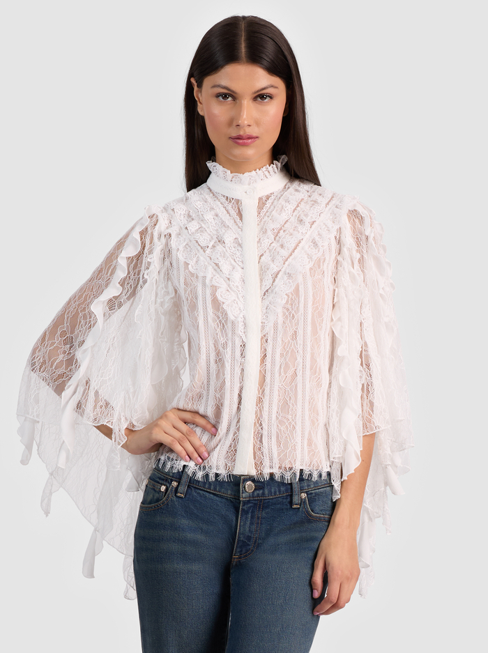 RHEBA LACE TOP - OFF WHITE - Alice And Olivia