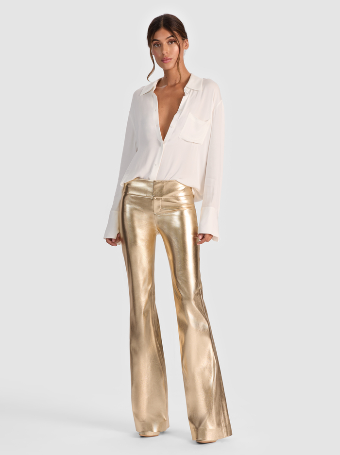 OLIVIA VEGAN BOOTCUT PANT - GOLD image 1 - Alice And Olivia