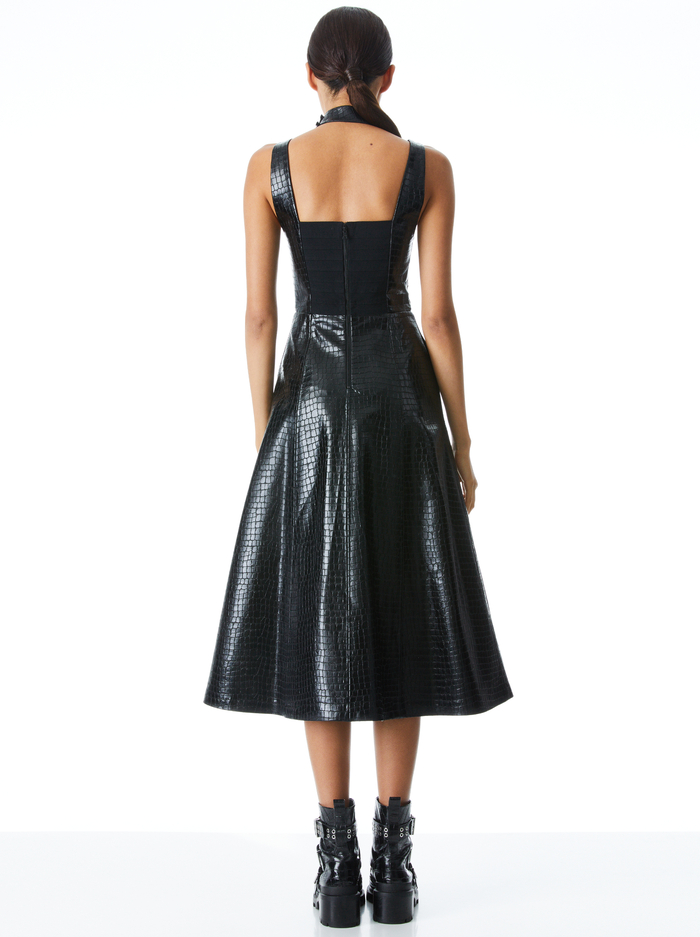 MARCIELA VEGAN LEATHER MIDI DRESS - BLACK image 1 - Alice And Olivia