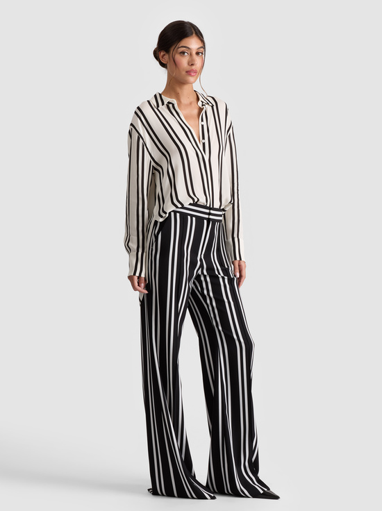 PADDLEBOARD STRIPE ECRU/BLACK-DIMITRA OVERSIZED BUTTON DOWN
