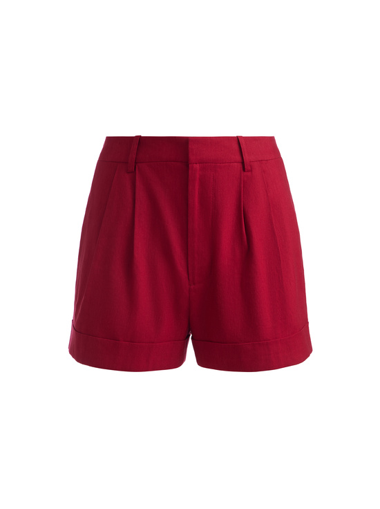DARK CHERRY-CONRY LINEN CUFFED SHORT