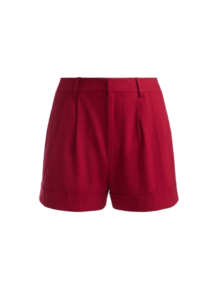 CONRY LINEN CUFFED SHORT - DARK CHERRY image 5 - Alice And Olivia