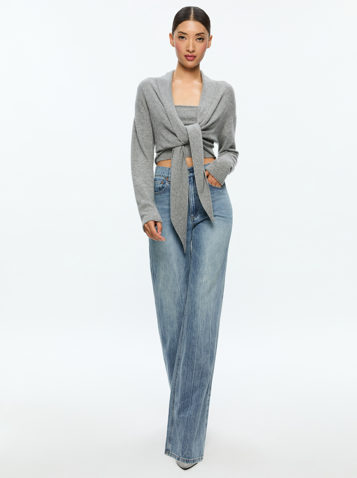 LANITA CARDIGAN - MEDIUM HEATHER GREY image 4 - Alice And Olivia