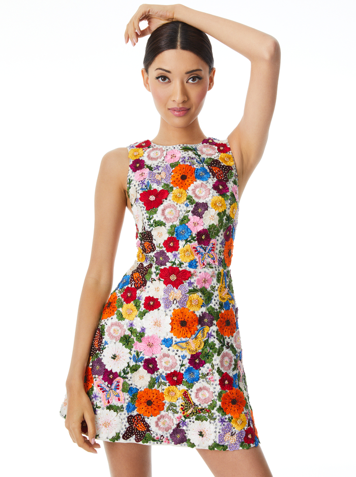 LINDSEY EMBELLISHED POUF DRESS - MULTI image 2 - ALICE + OLIVIA